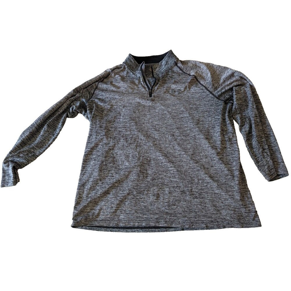 Under Armour Mens XL HeatGear Tech 1/4 Zip Pullover Gray Space Dye